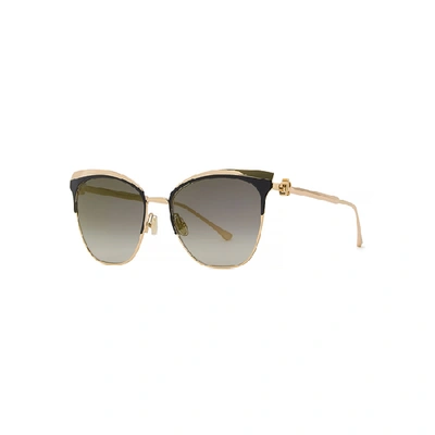 Shop Jimmy Choo July Rose Gold-tone Cat-eye Sunglasses