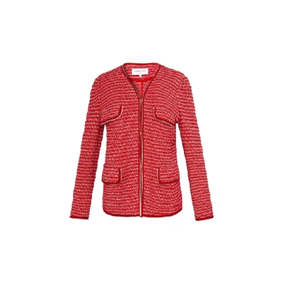 Shop Gerard Darel Amadea - Multi-pocket Tweed Jacket In Rouge Baiser