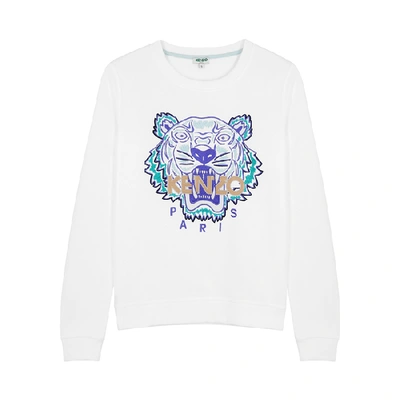 Shop Kenzo White Tiger-embroidered Cotton Sweatshirt