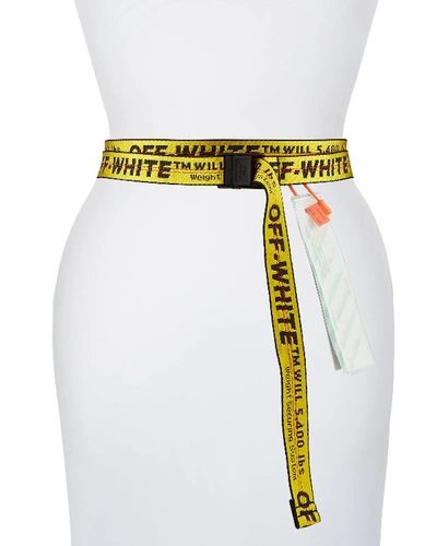 Shop Off-white Mini Industrial Web Logo Belt In Yellow/black