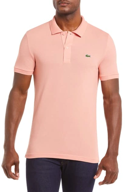 Shop Lacoste Slim Fit Pique Polo In 5mm Elf Pink