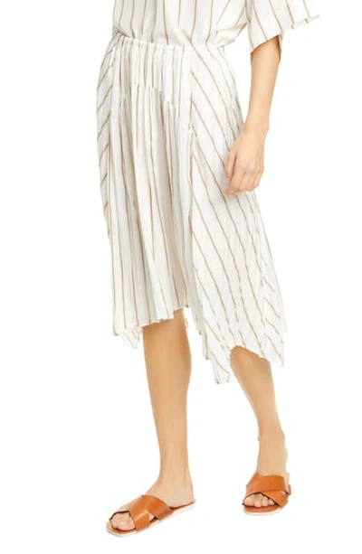 Shop Vince Stripe Gauze Panel Skirt In Optic White