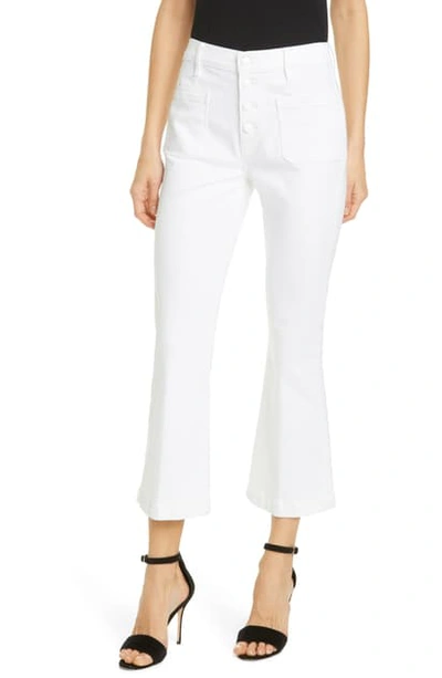 Shop Frame Le Bardot High Waist Crop Flare Jeans In Blanc