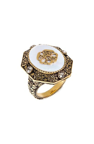 Shop Alexander Mcqueen Signature Jeweled Ring In Mix