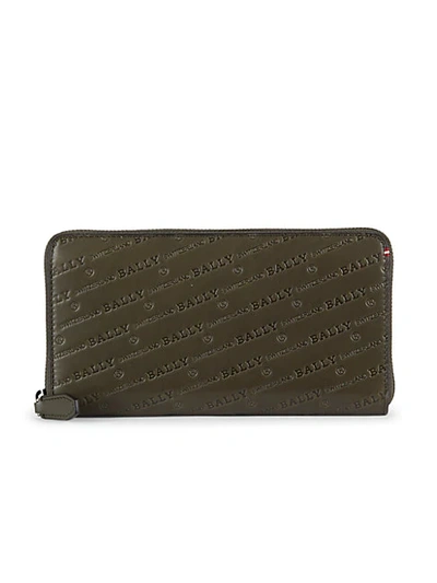 Shop Bally Allover Logo Leather Wallet In Fango