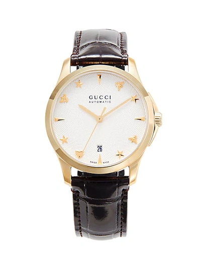 Shop Gucci Goldtone Stainless Steel & Alligator-strap Watch