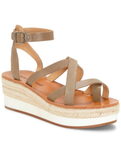 Shop Lucky Brand Women's Jakina Espadrille Wedge Sandals Women's Shoes In Fossilized Green