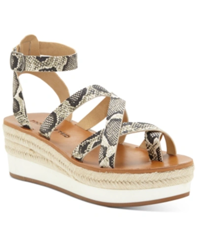 Shop Lucky Brand Women's Jakina Espadrille Wedge Sandals Women's Shoes In Natural Snake