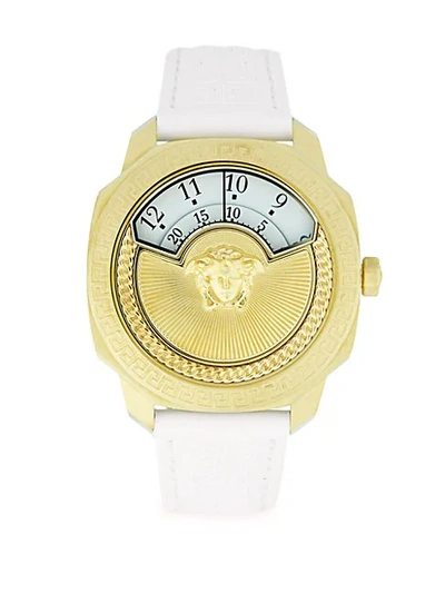 Shop Versace Greek Key Leather Strap Watch
