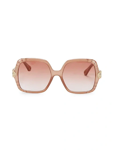 Shop Chloé Women's Vera 55mm Oversize Square Sunglasses In Nude