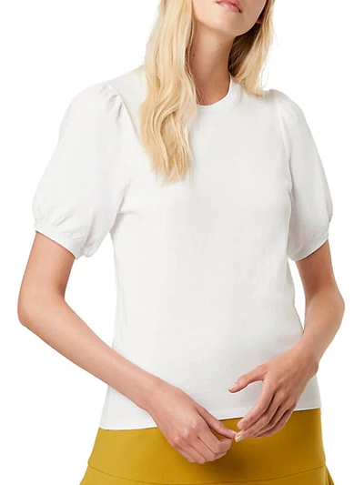 Shop French Connection Women's Puff-sleeve Cotton Tee In Linen White