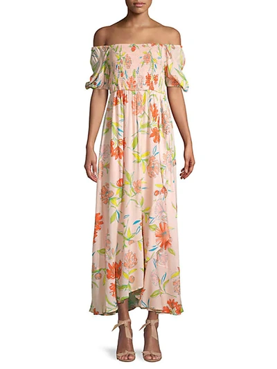 Shop For The Republic Smocked Off-the-shoulder Maxi Dress In Floral