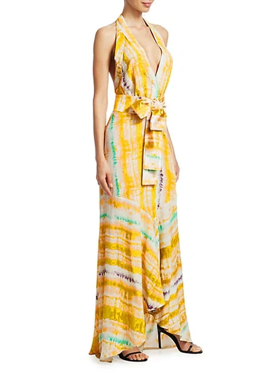 Shop Silvia Tcherassi Ardell Sleeveless V-neck Maxi Dress In Citrus