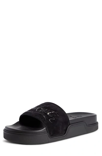 Shop Christian Louboutin Strass Slide Sandal In Version Black