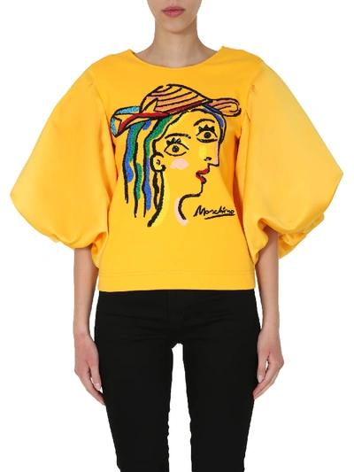 Shop Moschino Oversize Fit Sweater In Giallo