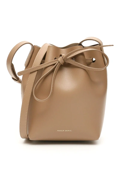 Shop Mansur Gavriel Mini Mini Bucket Bag In Brown,beige