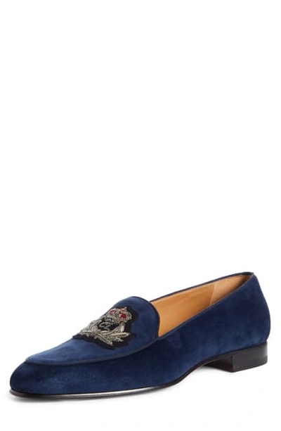 Shop Christian Louboutin Crest On The Nile Loafer In Marine