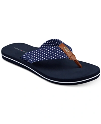 Shop Tommy Hilfiger Candis Flip-flops Women's Shoes In Blue Dots