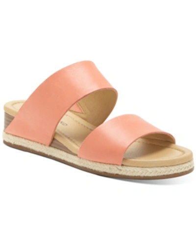 Shop Lucky Brand Women's Wyntor Wedge Sandals Women's Shoes In Fusion Coral