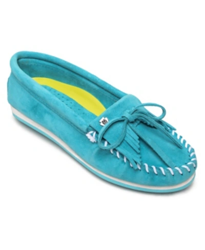 Shop Minnetonka Women's Kilty Plus Moccasin Women's Shoes In Turquoise