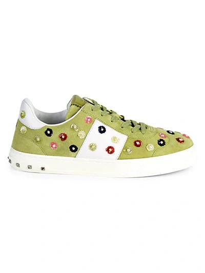 Shop Valentino Floral Low-top Sneakers In Green