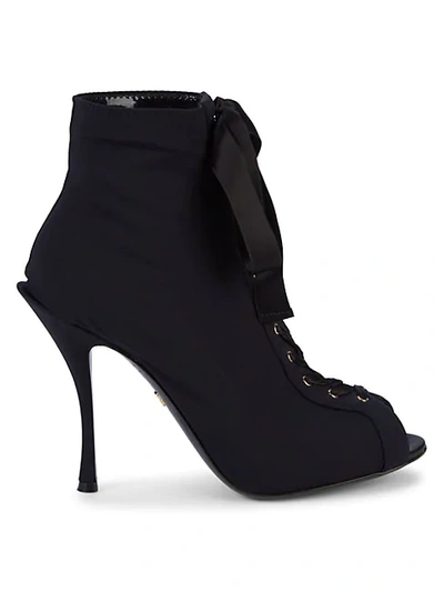 Shop Dolce & Gabbana Peep-toe Booties In Black