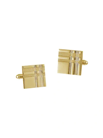 Shop Saks Fifth Avenue Etched Plaid Goldplated Square Cufflinks