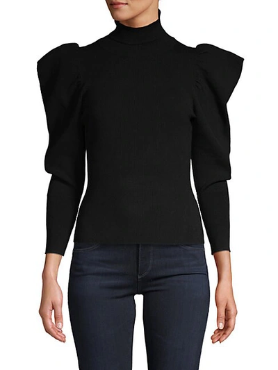 Shop A.l.c Turtleneck Puff-sleeve Sweater In Black