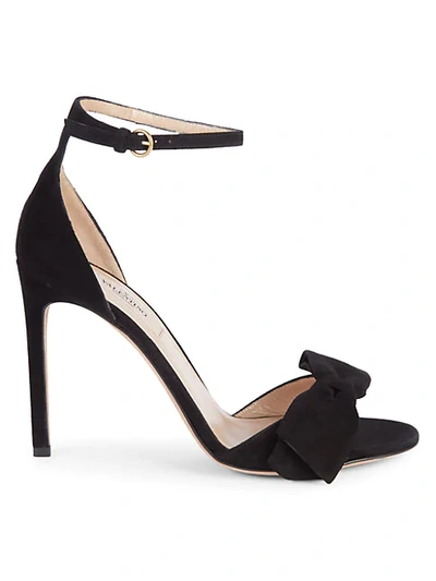 Shop Valentino Bow Suede Ankle-strap Sandals In Nero