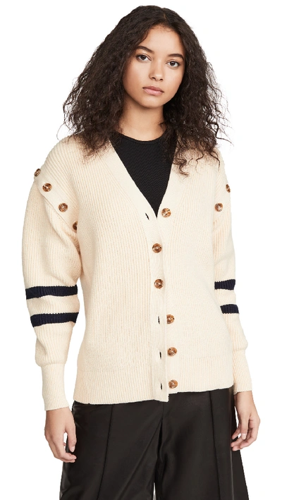 Shop Adeam Chunky Sailor Cardigan In Oyster Beige