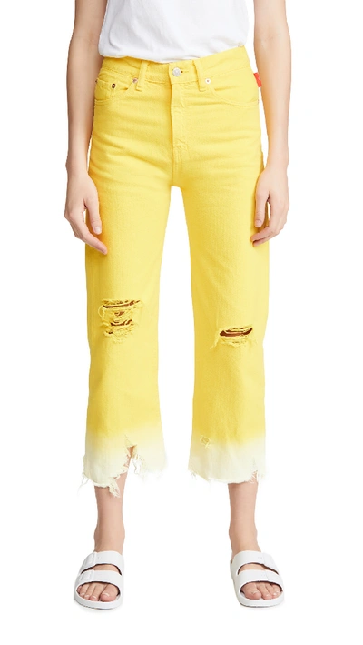 Shop Denimist Pierce High Rise Jeans In Yellow Dip Dye Destroyed