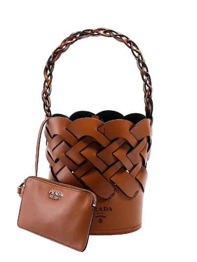 Shop Prada Bucket Bag In Brown