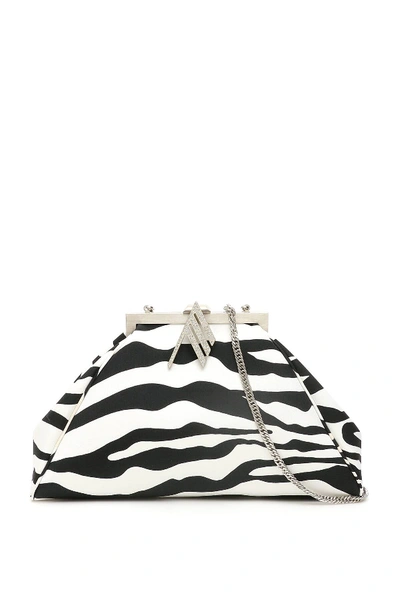 Shop Attico Zebra Print Clutch In White,black