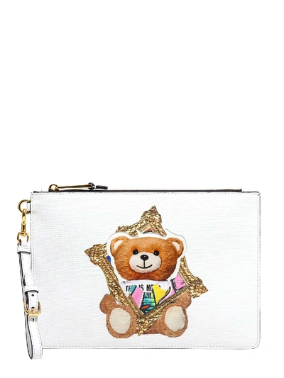 Shop Moschino Clutch In White