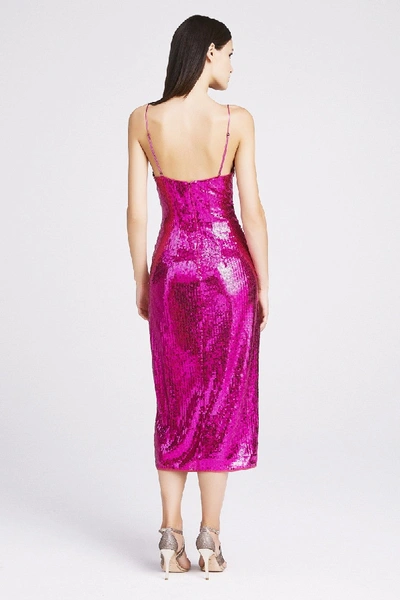 Shop Tadashi Shoji Kylie Sequin Strap Midi Dress In Wild Pink