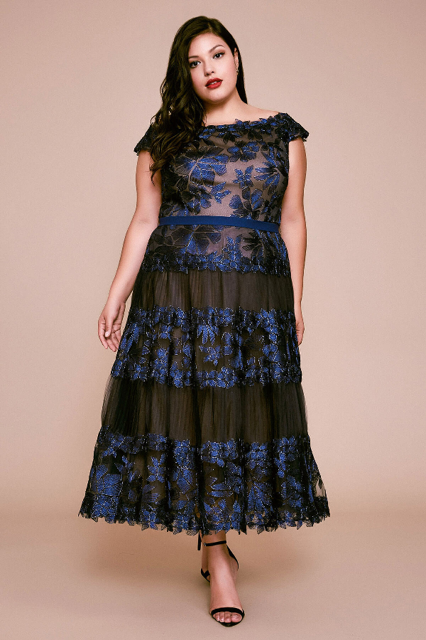 floral embroidered dress plus size