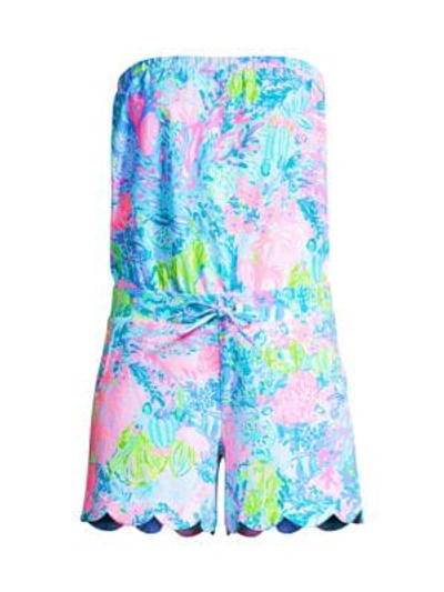 Shop Lilly Pulitzer Jace Floral Romper In Multi Fished My Wish