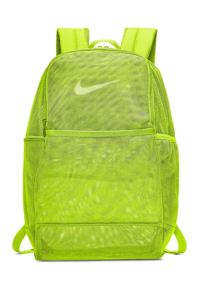 Shop Nike Brasilia Mesh Training Backpack In Volt/white