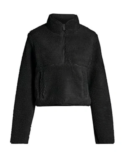 Shop Alo Yoga Women's Shanti Half-zip Fleece Sweatshirt In Black