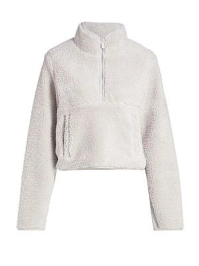 Shop Alo Yoga Shanti Half-zip Fleece Sweatshirt In Dove Grey