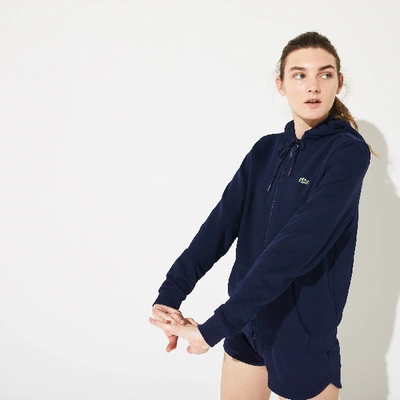 Shop Lacoste Women's Sport Full-zip Fleece Hoodie In Navy Blue