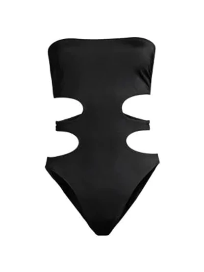 Shop Norma Kamali 11/11 Mio Cutout One-piece Swimsuit In Black