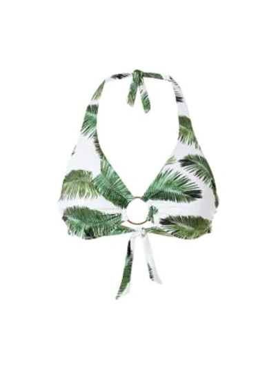 Shop Melissa Odabash Brussels Halter Bikini Top In Palm White