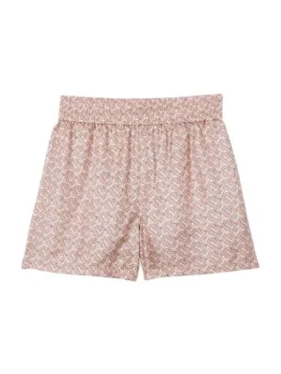 Shop Burberry Tb Monogram Silk Shorts In Pale Copper Pink
