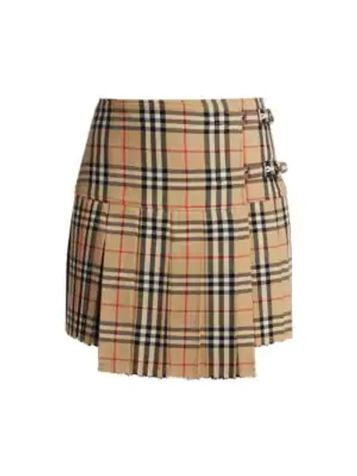 Shop Burberry Archive Check Wool Mini Kilt In Archive Beige Check