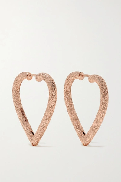 Shop Carolina Bucci Cuore 18-karat Rose Gold Hoop Earrings