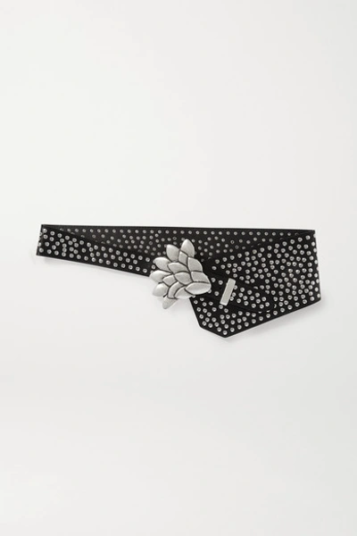 Shop Isabel Marant Lowai Studded Leather Waist Belt In Black