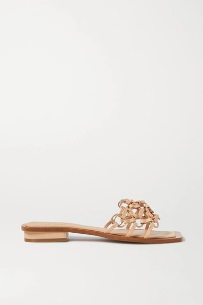 Shop Cult Gaia Bea Embellished Woven Leather Sandals In Beige