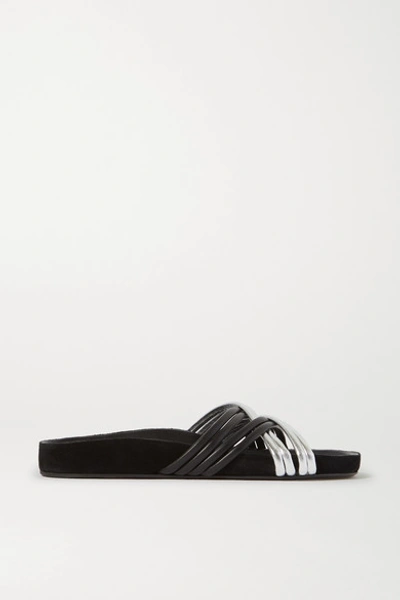 Shop Isabel Marant Hellya Two-tone Leather Slides In Black