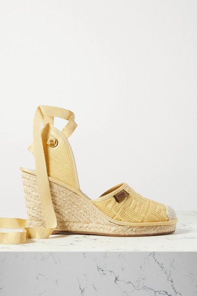 wedges with ribbon ankle wrap